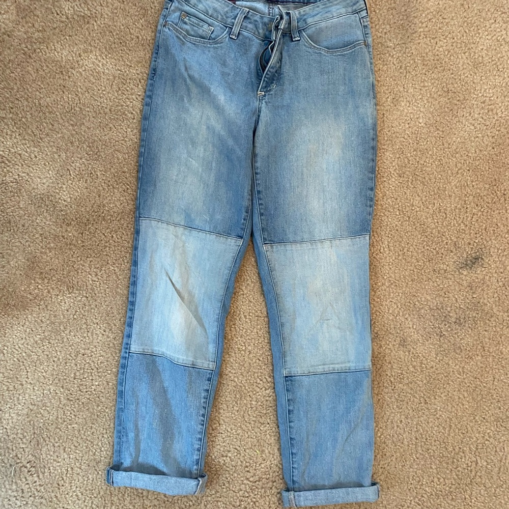 NYDJ crop size 0 patch work light jeans